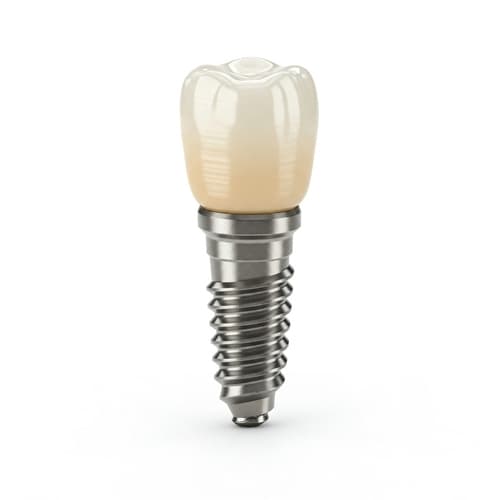 Single dental implant model showing the structure of the artificial root and crown