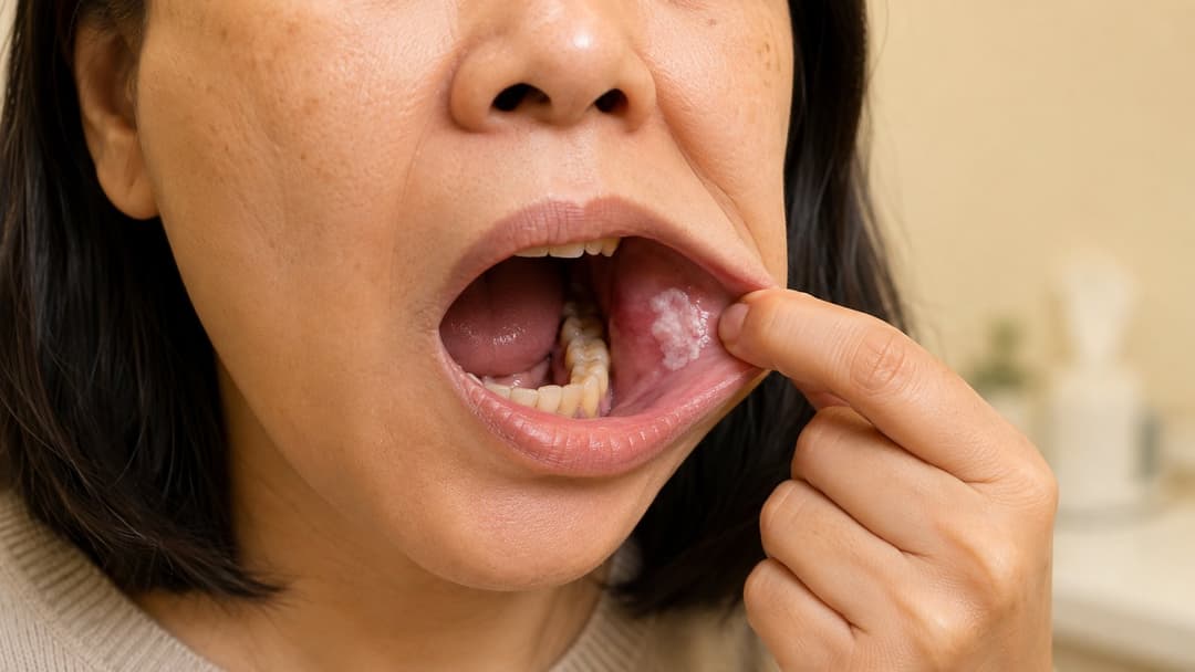 口腔頰黏膜白色斑塊(白斑)示意相片